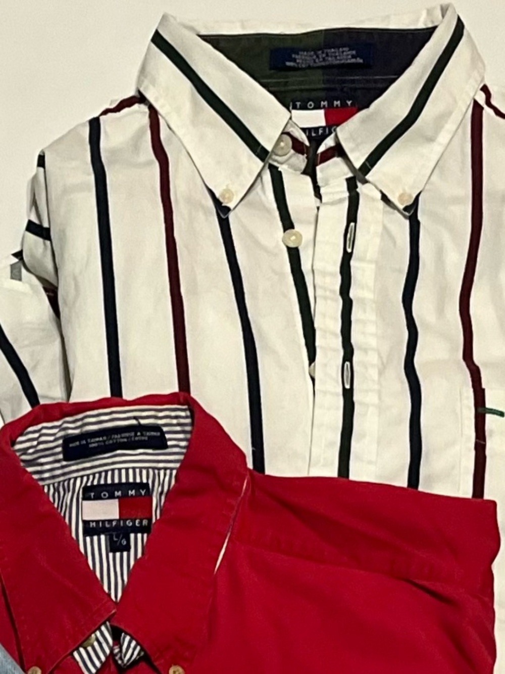 Bundle of 2 Size Large Vintage 90s Tommy Hilfiger Long Sleeve Button Up Shirts